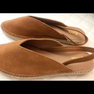 Leather Espadrille Slip Flats - size 6